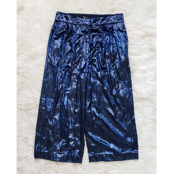 NEW Tibi Velvet Lurex Stella Cropped Wide Leg Pant - Picture 2 of 8